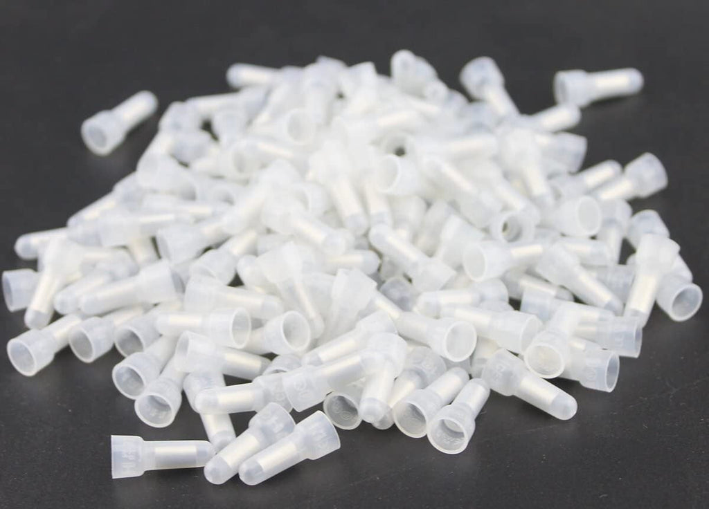 1000 White Crimp Cap Connectors Nylon Closed Ends Snow Caps