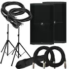 Load image into Gallery viewer, 2 Mackie Thump212XT 1400W 12" Powered Bluetooth Speaker Stand XLR Cables
