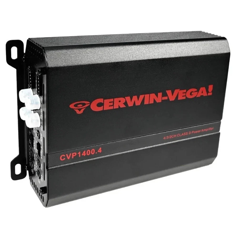 Cerwin Vega CVP1400.4 4 CH 1400W Amplifier & 2 PROMID65P 500W 6.5" Mid-Range Car Speakers Bundle