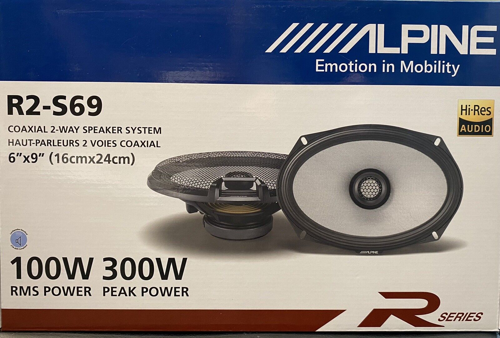 2 Pair Alpine R-Series R2-S69 300 Watts 6x9" 2-Way Coaxial Car Audio Speakers