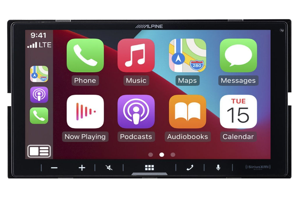 Alpine iLX-W670 Apple CarPlay, Android Auto & KTA-450 4-Ch Amplifier, Back up Camera and License Plate Fame
