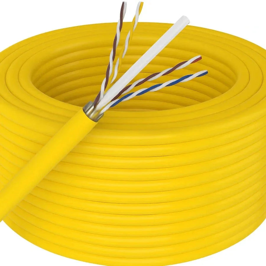 Absolute 500' Cat6 23AWG 600Mhz UL Bare Solid Copper Ethernet Yellow