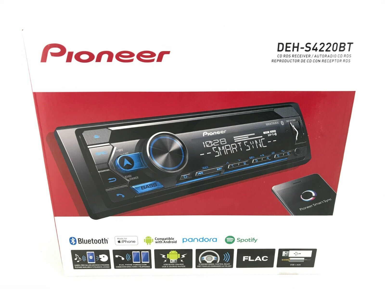 Pioneer DEH-S4220BT 1 DIN CD Receiver Built-in Bluetooth & TS-A652F 6.5" speaker