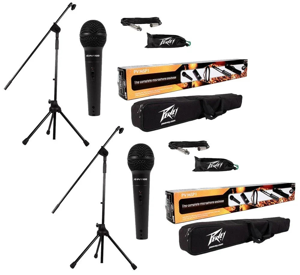 4 Peavey PV MSP1 Complete Microphone with Stand Kit XLR Cable Included