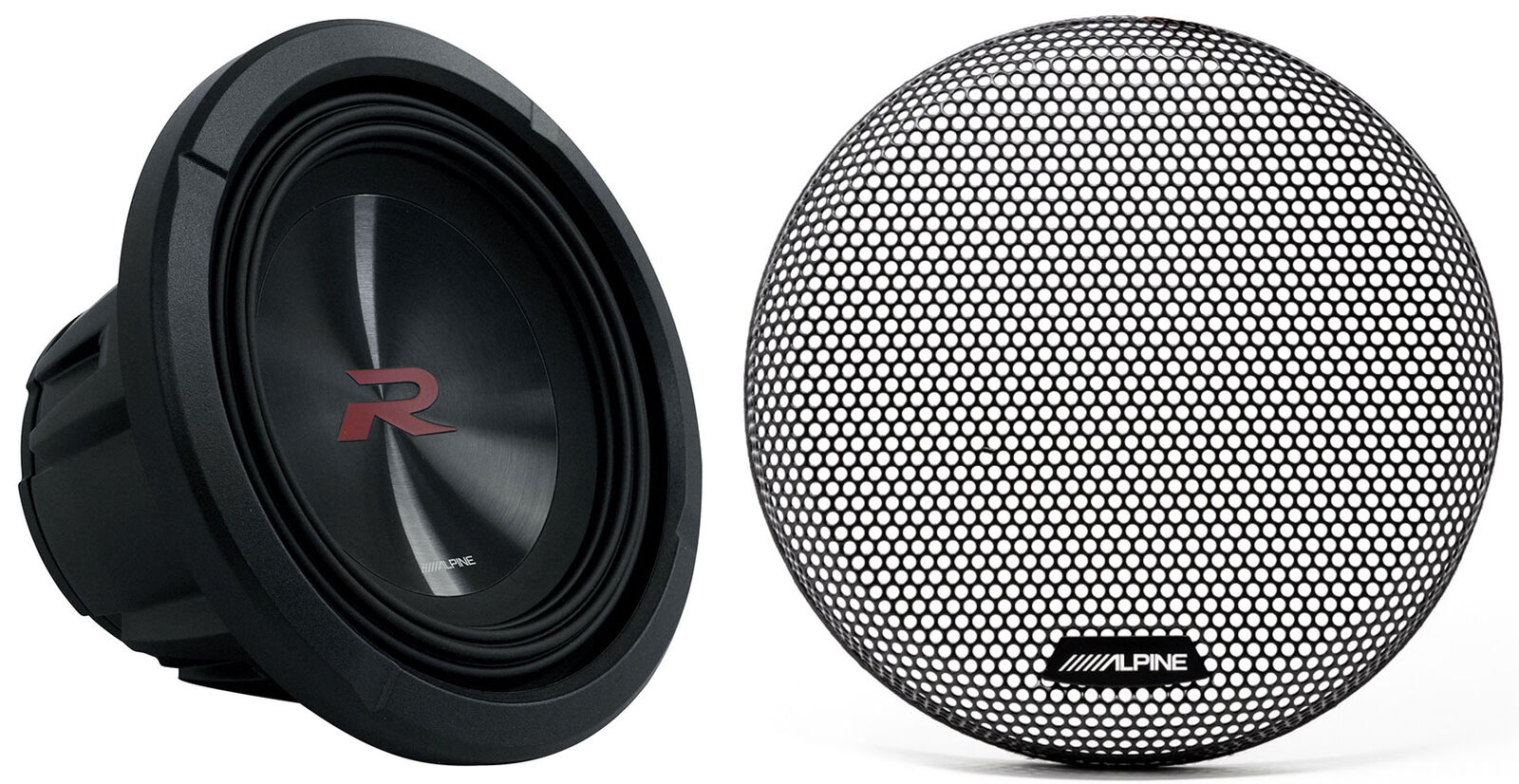 2 Alpine R2-W8D4 8" R Series 1,000 Watt Car Audio Subwoofer, 4 Ohm, Dual VC Sub + KTE-8G.3 Grille