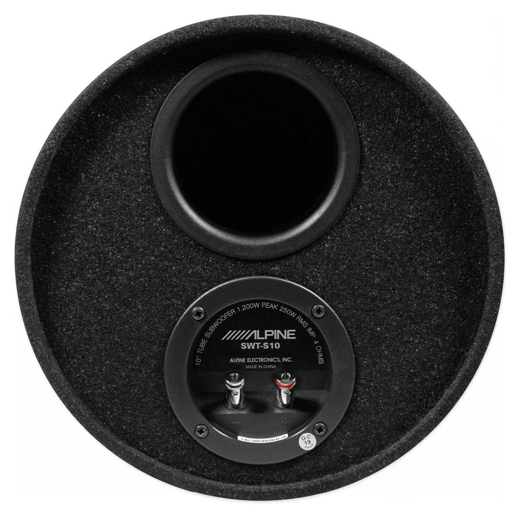 Alpine KTA-200M Mono Power Pack Amp, SWT-S10 10" Tube Subwoofer,  Bass Knob