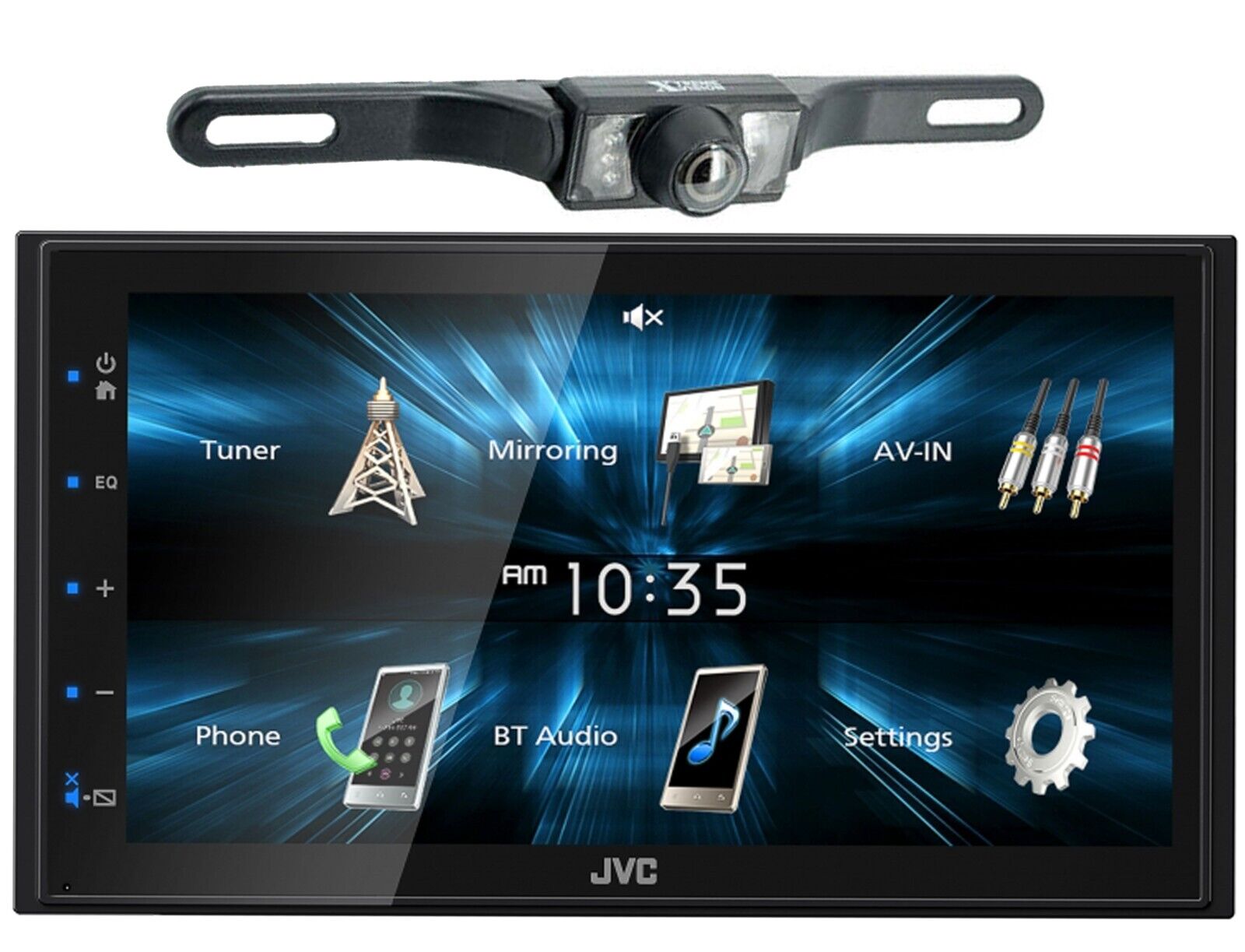 JVC KW-M180BT 2 DIN 6.75" Media Player USB Mirroring For Android Bluetooth + CAM900 Backup Camera