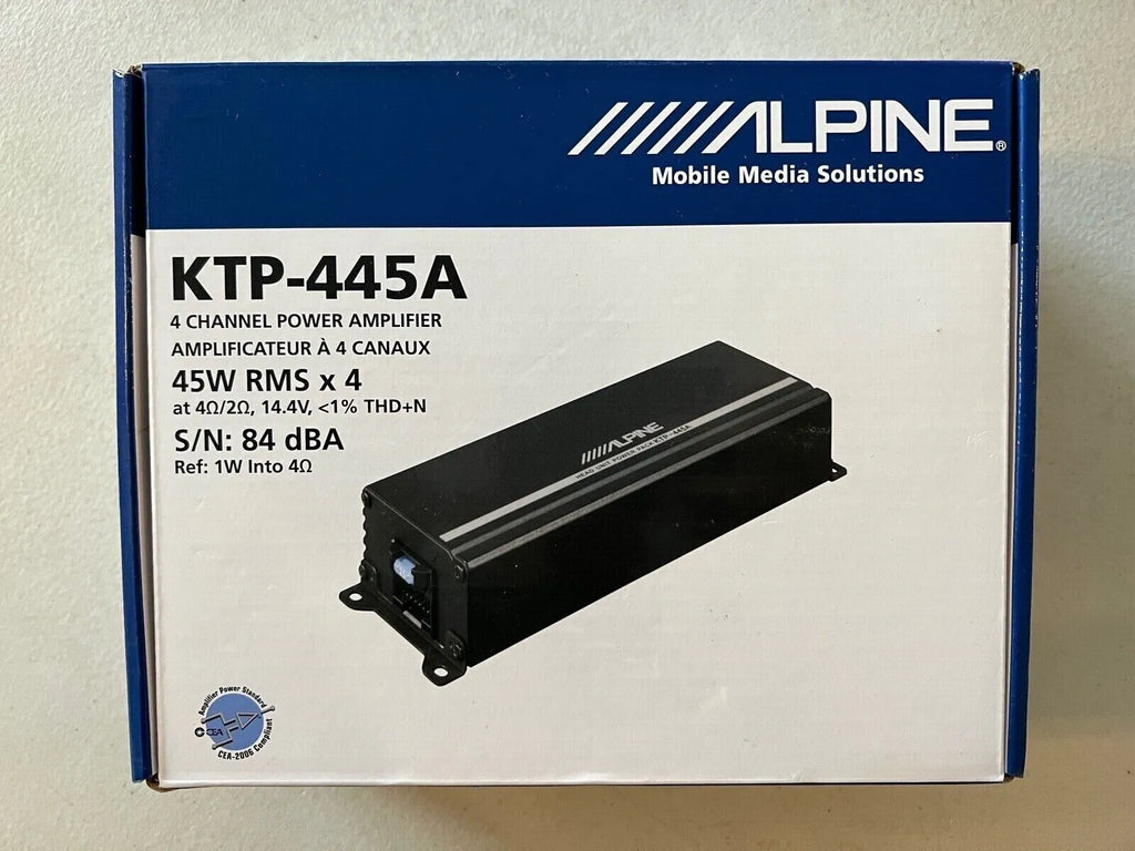 Alpine KTP-445A Power Pack Head Unit Amplifier and Backup Camera Bundle. 4-Channel Compact Amp Increases Alpine Head Unit Power up to 150 Percent - 90 Watts x 4 Channels, fits iLX-W650 and Others.