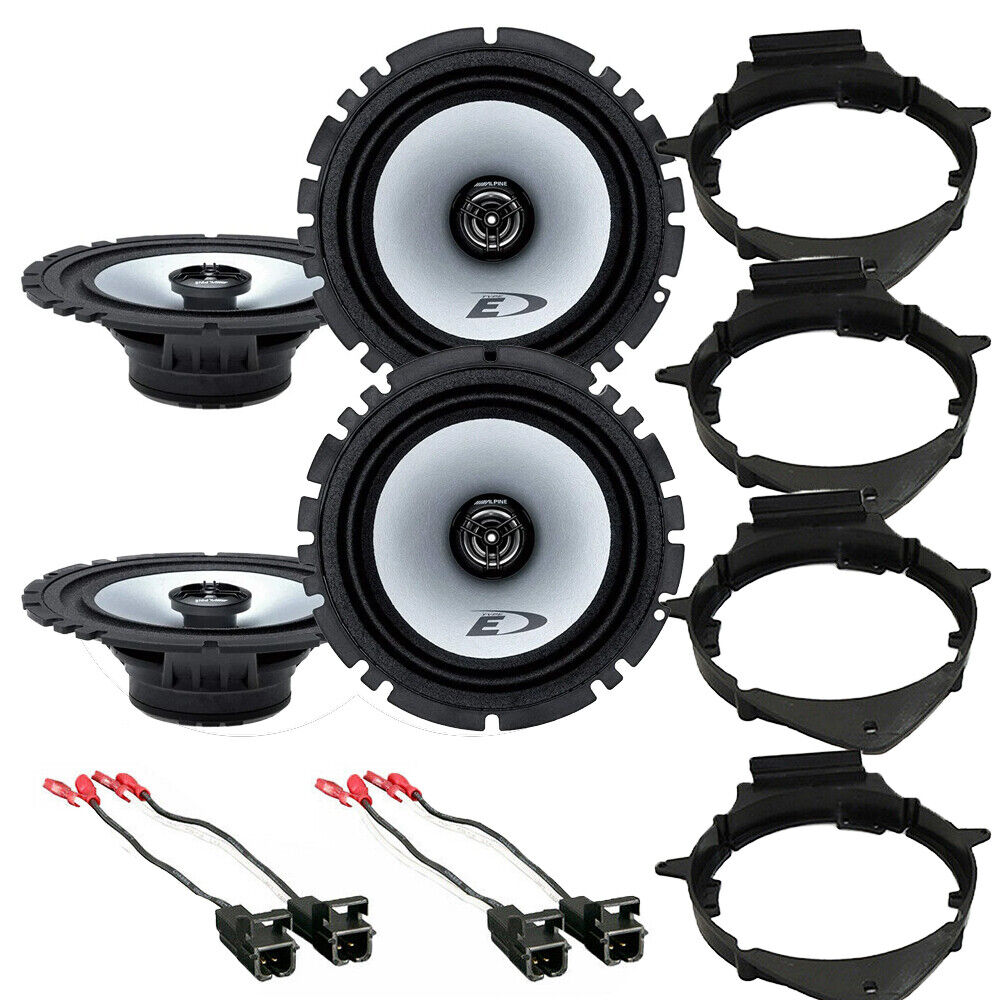 Alpine SXE 1726S 2 Way 6.5" 2006-13 GM CAR Truck Front & Rear Door Speakers & Install Kits