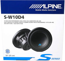 Load image into Gallery viewer, Alpine S-W10D2 Car Subwoofer 1800W Max (600W RMS) 10" S-Series Dual 2 Ohm Car Subwoofer
