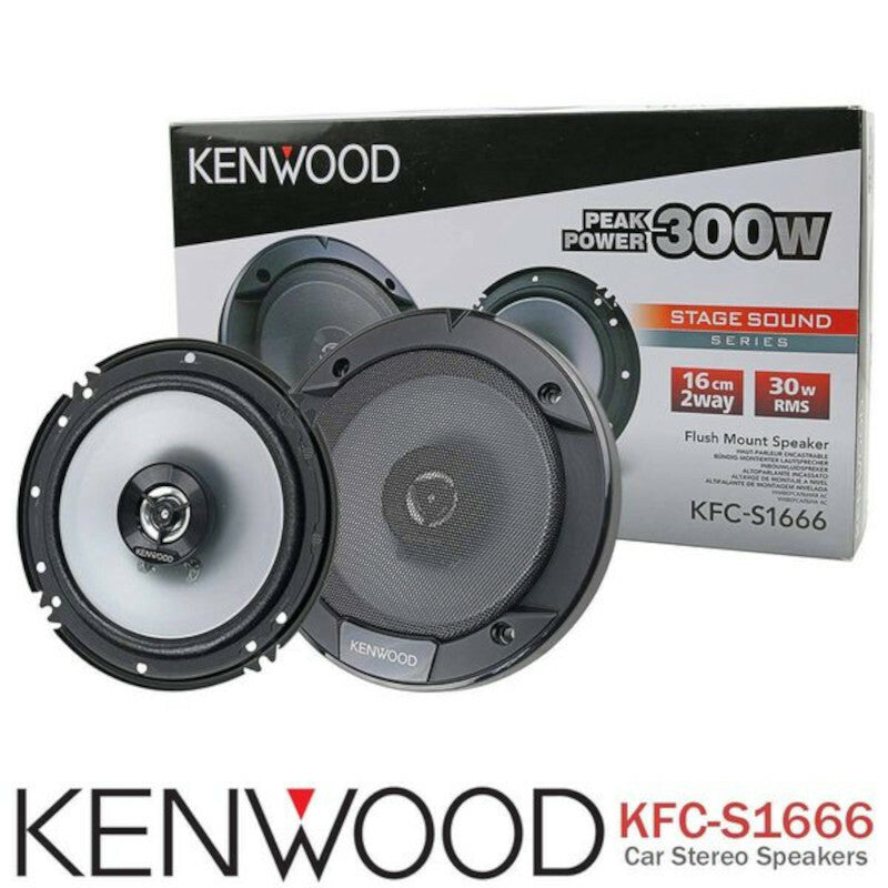 2 Pairs Kenwood KFC-1666S 600W 6.5" KFC 2-Way Coaxial Speakers Magnet Phone Holder Bundle