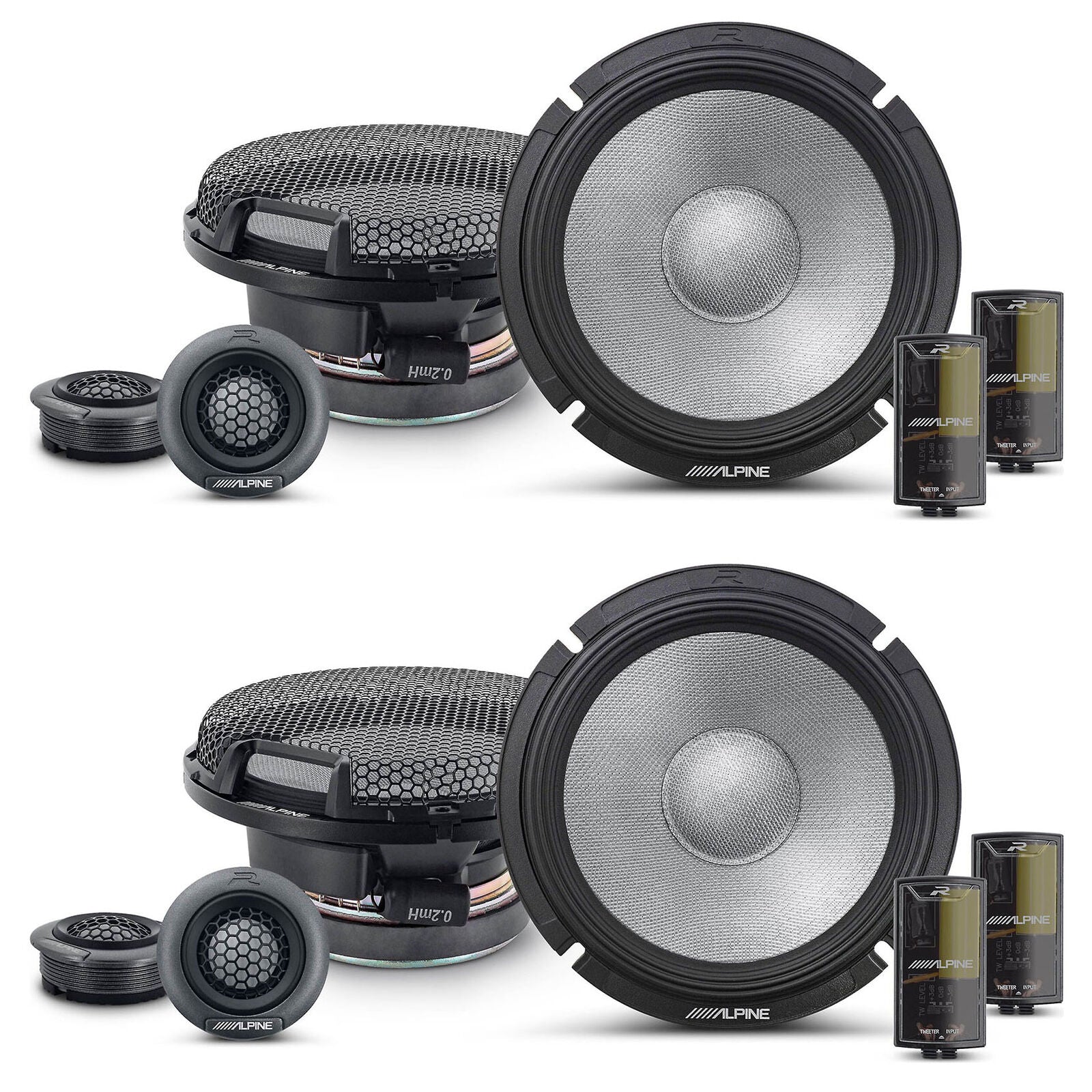 2 Pair Alpine R-Series R2-S65C 6.5" 300 Watts Component Car Audio Speaker