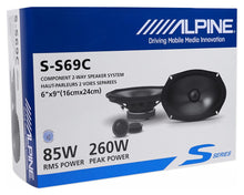 Load image into Gallery viewer, Alpine S-S69C 260w 6x9" Car Audio Component Speakers w/1 Tweeters