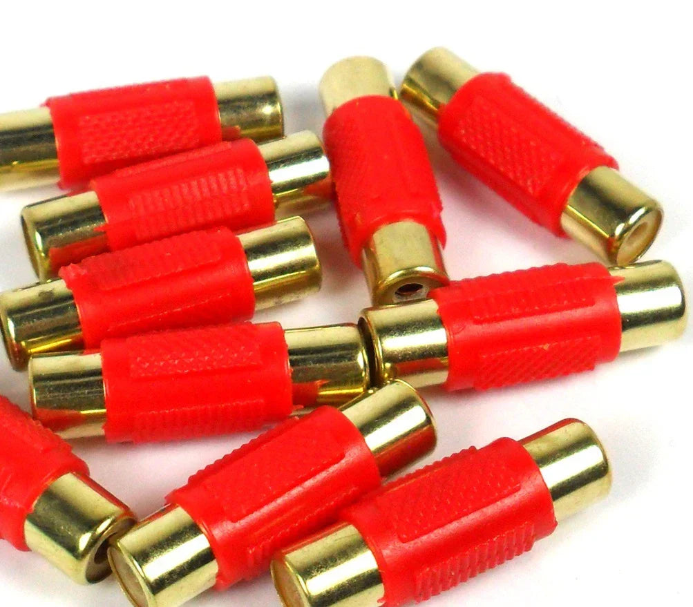 Absolute FF-100R-50 Gold Red RCA Female-to-Female Coupler Adapter 50 Pack