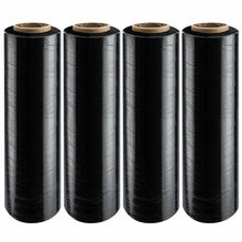 Load image into Gallery viewer, Absolute USA 4 BLACK Rolls 18"x 1500 SQ FT Roll 80 Gauge Thick Stretch Packing Wrap Pallet Shrink Film
