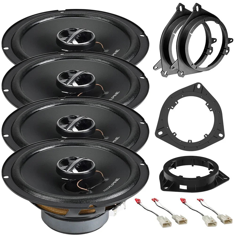 Alpine 6.5" Front Rear Door Speakers + 2 TSB920 Adapter & harness Fit 01-07 Toyota Sequoia