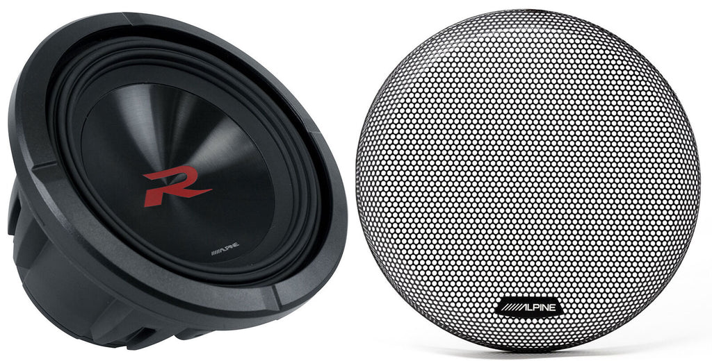 Alpine R2-W12D4 2250W 12" R-Series Dual 4-Ohm Car Subwoofer + KTE-12G.3 Grille
