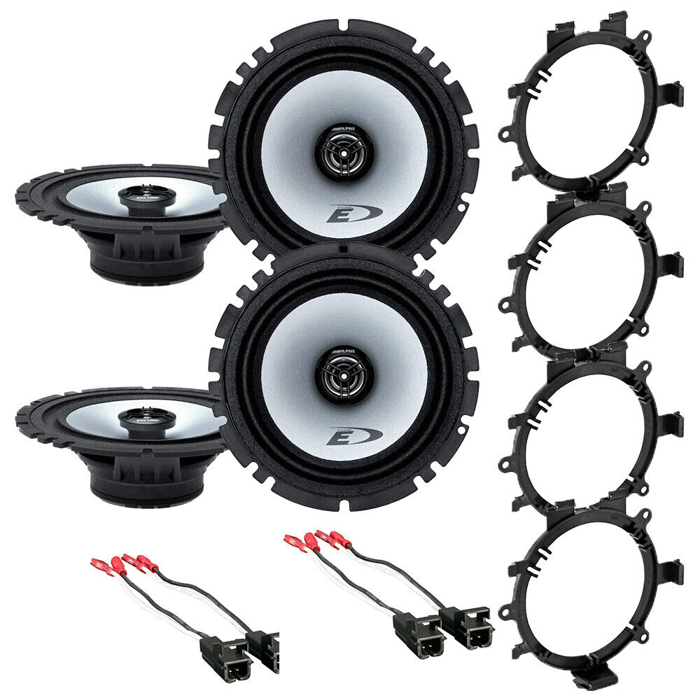 Alpine SXE 1726S 2 Way 6.5" 1995-2006 GM CAR Truck Front & Rear Door Speakers & Install Kits