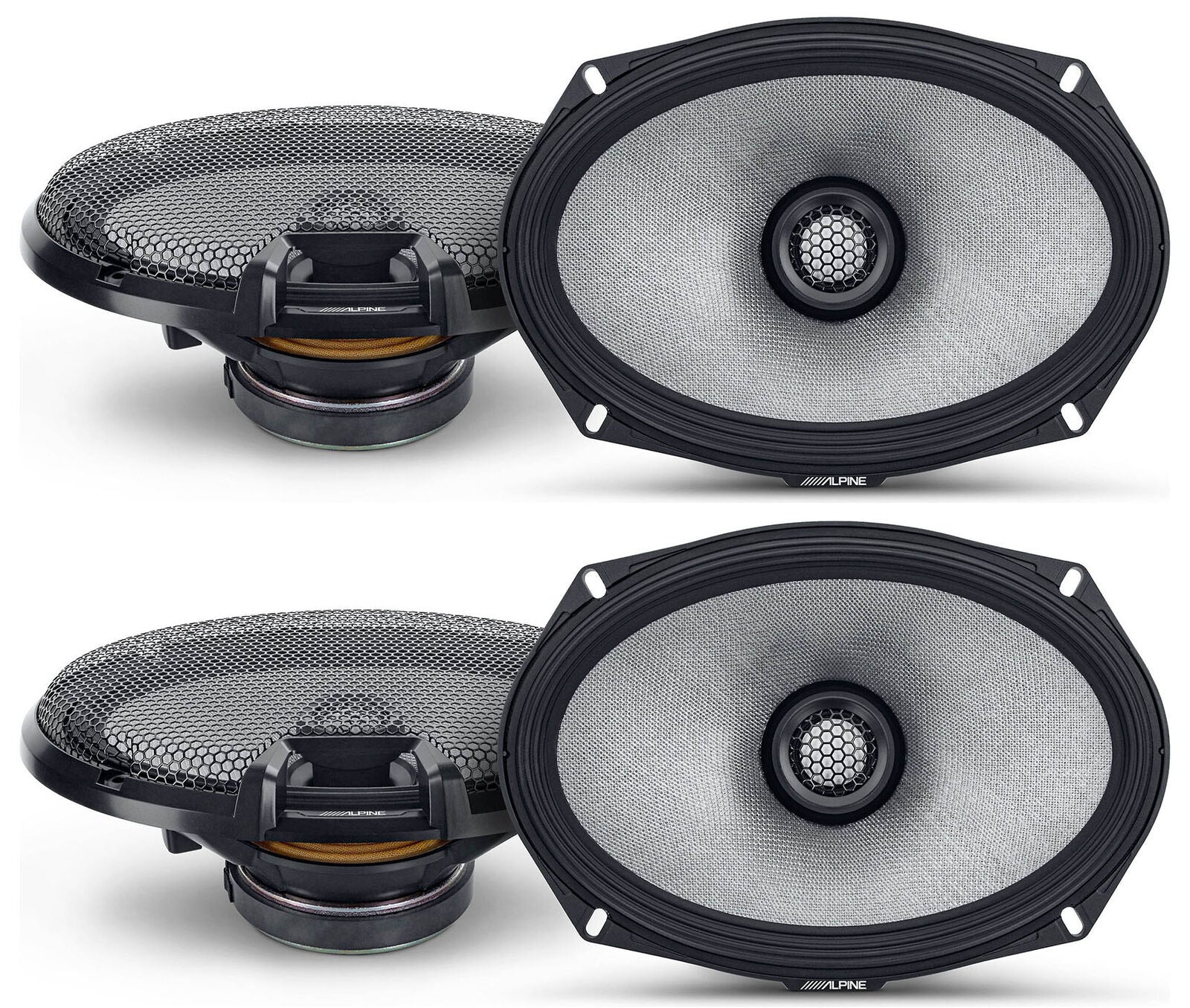 2 Pair Alpine R-Series R2-S69 300 Watts 6x9" 2-Way Coaxial Car Audio Speakers