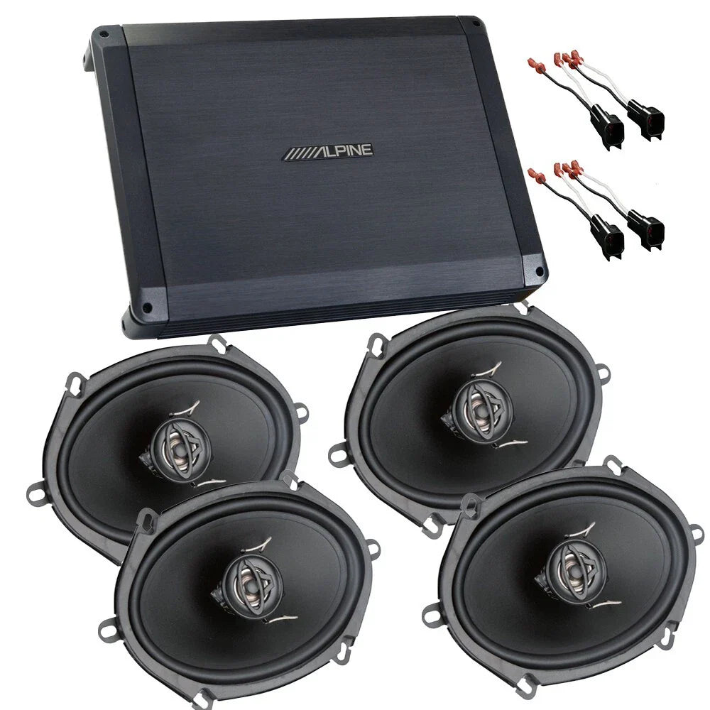 Alpine BBX-F1200 4CH Amplifier + 2 6x8" Speakers Fit 1999-2014 Ford F150