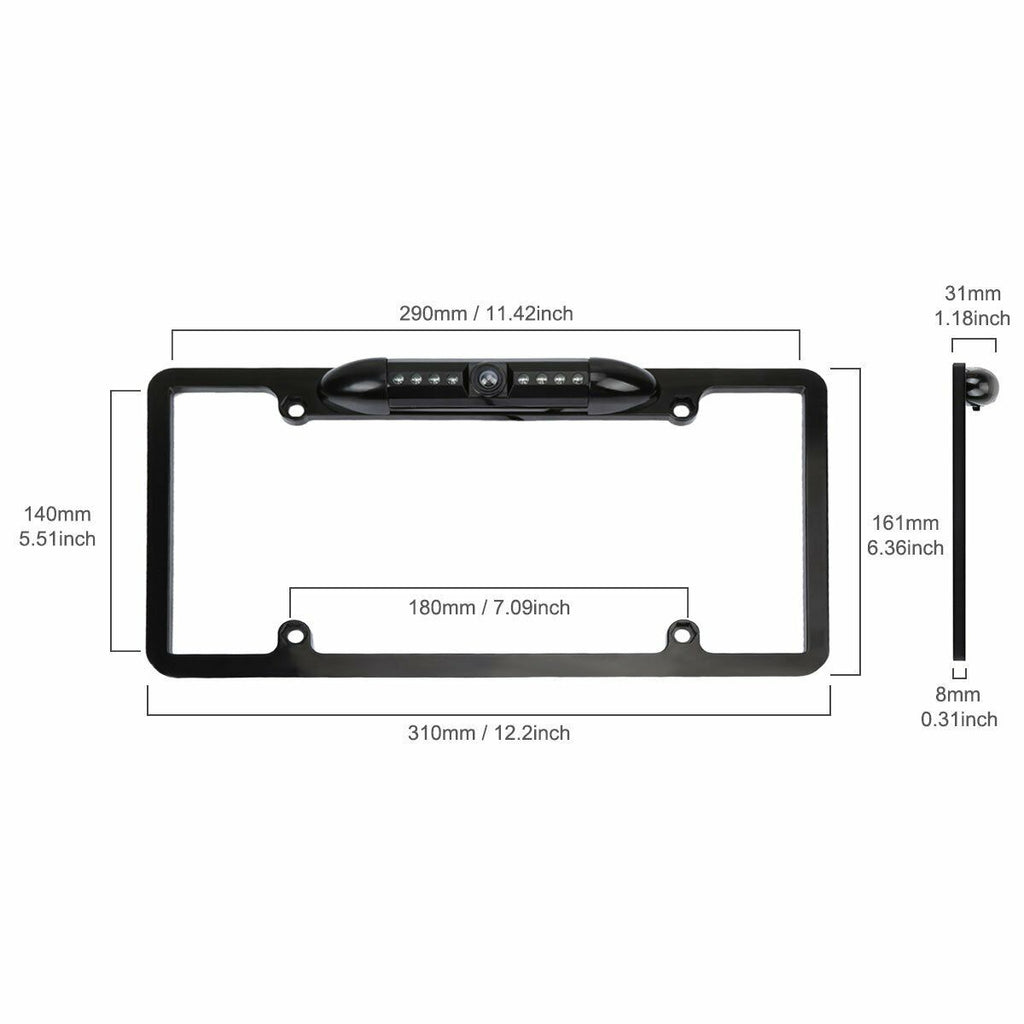 Car 170° License Plate Frame Rearview Reverse Backup Camera Night Vision