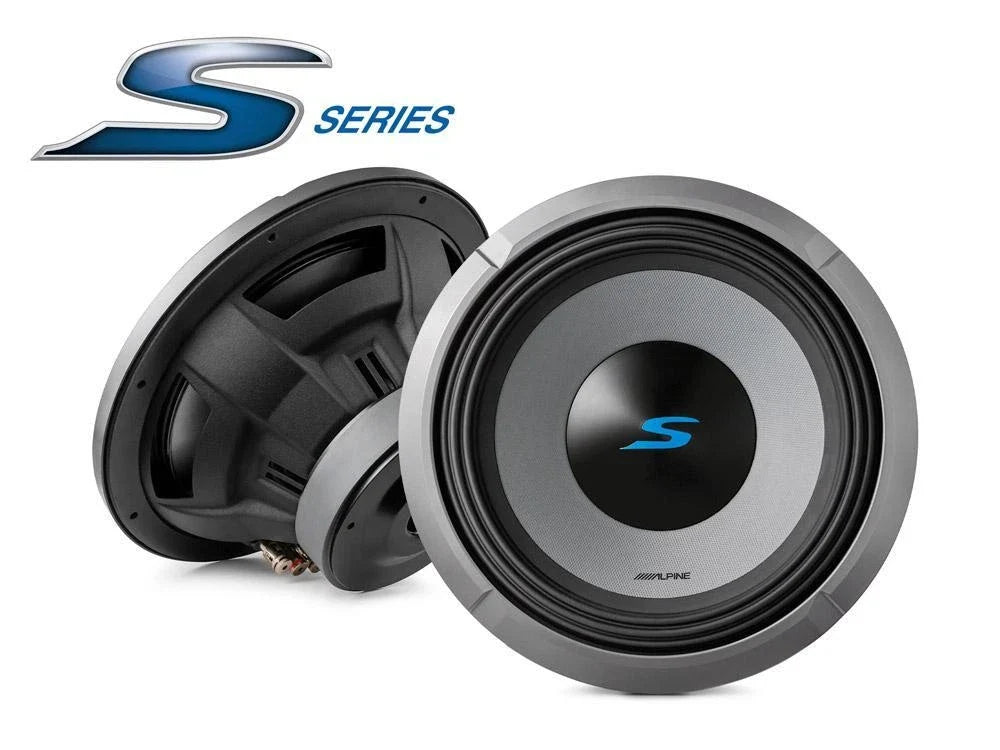 Alpine 2- S2-W12D4 12" S-Series Dual 4 Ohm Car Subwoofer & 2 KTE-12G.3 Grille