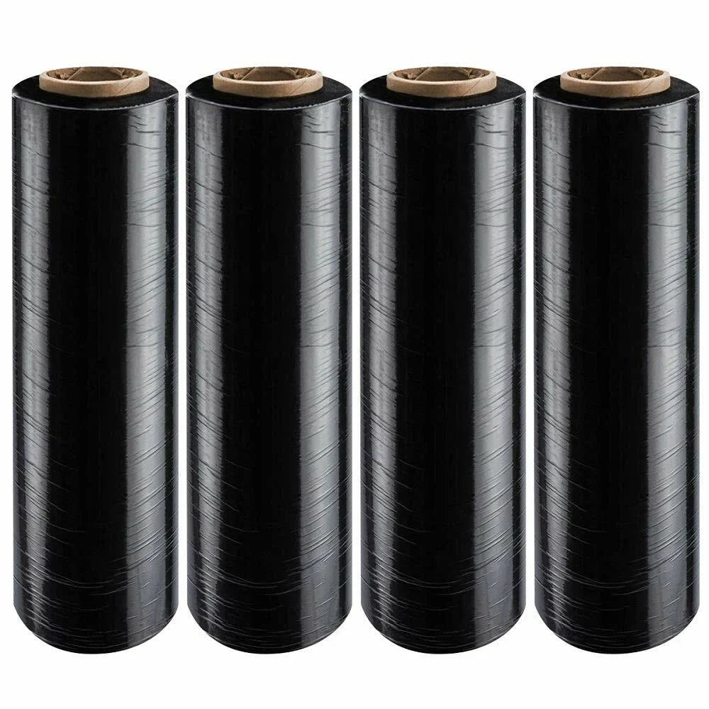 Absolute 4 BLACK 18"x 1500 FT Roll 80 Gauge Thick Stretch Packing Wrap Pallet Shrink Film