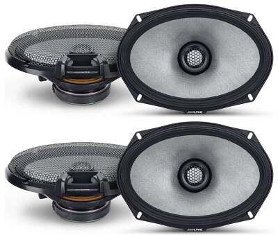 2 Alpine R2-S69 6x9 Inch Car Speaker 600W R-Series Coaxial 2-Way Speakers