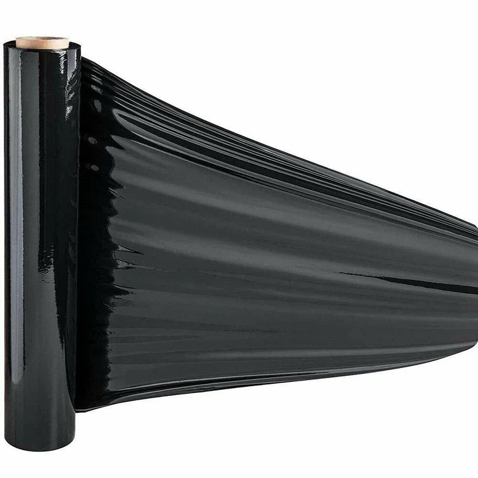 18" x 1500 80 Gauge 4 Rolls Pallet Wrap Stretch Film Hand Shrink Wrap 1500SQFT Black