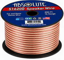 Load image into Gallery viewer, Absolute USA S16G200 16 Gauge 200 Feet Clear 2-Conductor Speaker Wire