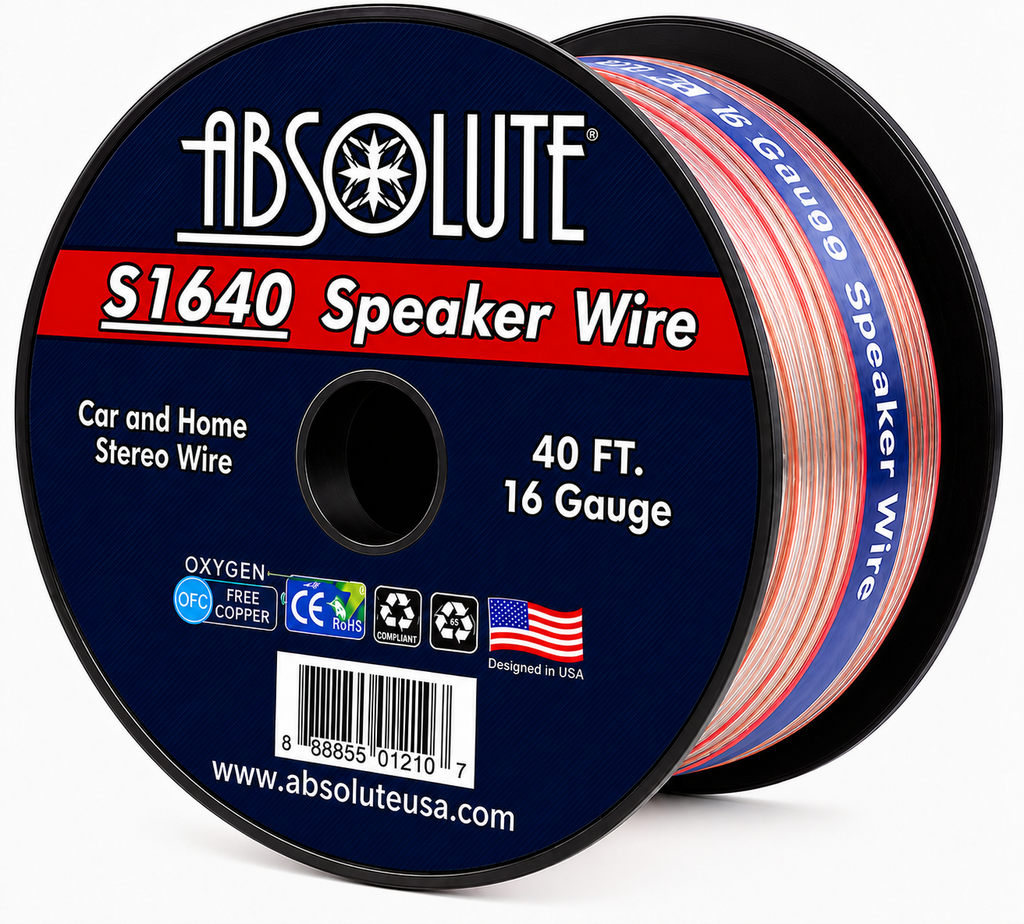 Absolute USA S16G40 16 Gauge 40 Feet Clear 2-Conductor Speaker Wire