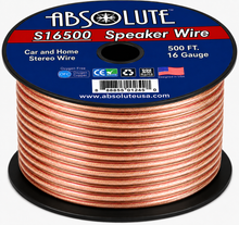 Load image into Gallery viewer, Absolute USA S16G500 16 Gauge 500 Feet Clear 2-Conductor Speaker Wire
