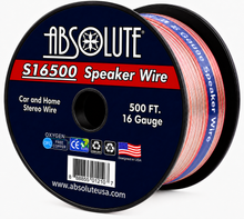Load image into Gallery viewer, Absolute USA S16G500 16 Gauge 500 Feet Clear 2-Conductor Speaker Wire