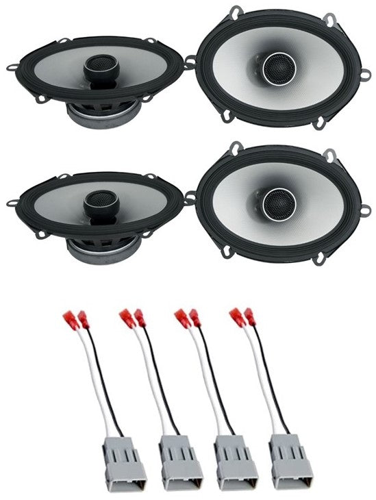 2 Alpine S2-S68 5x7" 6x8" Coaxial Speakers & Harness Fit 1987-Up Ford