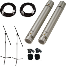 Load image into Gallery viewer, Samson C02 Pencil Condenser Pencil Microphones Pair +2 MR DJ Mic Stand &amp; XLR Cable