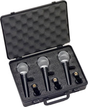 Load image into Gallery viewer, Samson R21 3-Pack Dynamic Vocal Cardioid Handheld Microphones+Mic Clips+Case