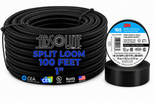 Load image into Gallery viewer, Absolute SLT10-100 100' 1" 25mm Split Wire Loom Sleeve Tube &amp; 3M 165 Electrical Tape