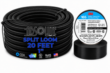 Load image into Gallery viewer, Absolute SLT10-20 20' 1" 25mm Split Wire Loom Sleeve Tube &amp; 3M 165 Electrical Tape