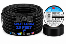 Load image into Gallery viewer, Absolute SLT10-25 3M 1700 25' 1" 25mm Split Wire Loom Conduit Polyethylene Corrugated Tubing Sleeve Tube &amp; 3M Electrical Tape