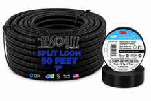 Load image into Gallery viewer, Absolute SLT10-50 50' 1" 25mm Split Wire Loom Sleeve Tube &amp; 3M 165 Electrical Tape