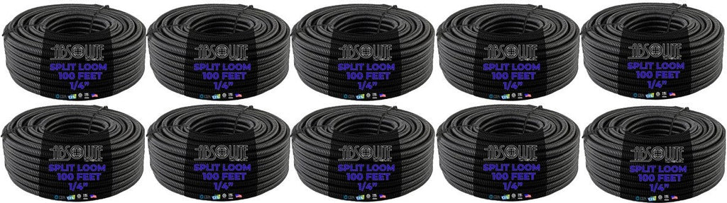 ABSOLUTE SLT14 1000 FEET 1/4" SPLIT LOOM WIRE TUBING HOSE COVER AUTO HOME MARINE
