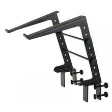Load image into Gallery viewer, MR DJ LTS109BK Laptop Computer Stand Black Mobile Disc Jockey PC Table Rack Mount Clamp Bracket