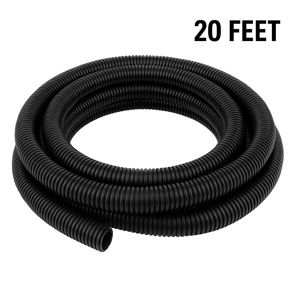 DC Sound 4-Pack 1/4", 3/8", 1/2", 3/4" x 20 Feet Each Split Wire Loom Convoluted Tubing
