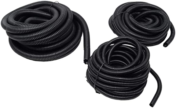 Absolute 3-Pack 1/4", 3/8", 1/2" x 25 Feet Each Split Wire Loom Convoluted Tubing
