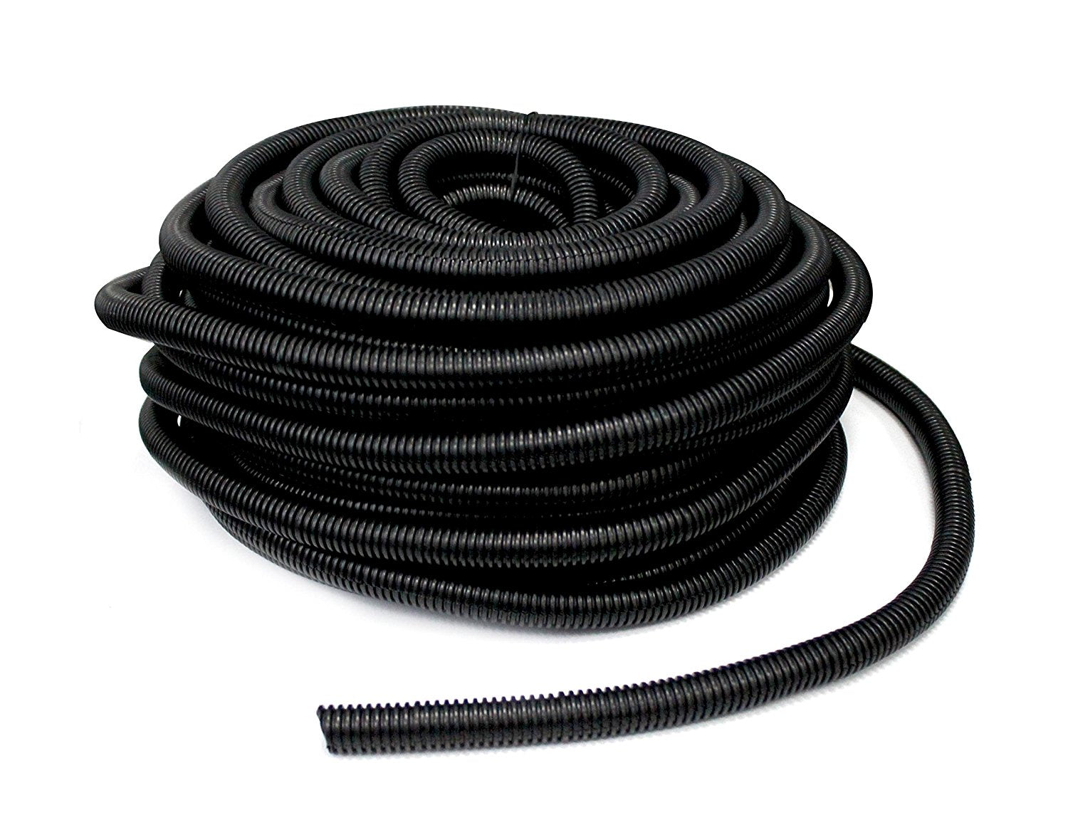 American Terminal 50' Feet 1/4" Black Split Loom Wire Flexible Tubing Wire Cover for Various Automotive, Home, Marine, Industrial Wiring Applications, Etc.