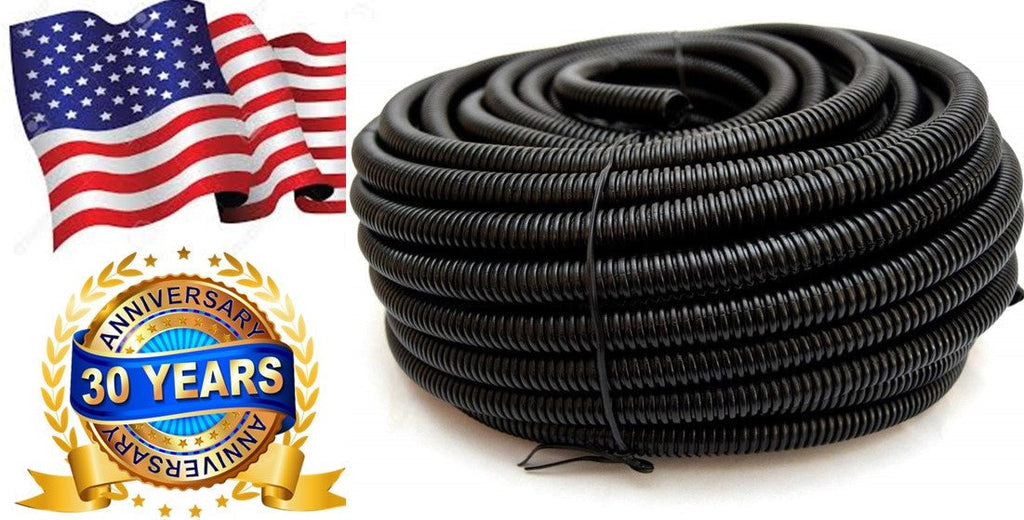 American Terminal ASLT1-100 100' 1" 25mm Split Wire Loom Conduit Polyethylene Corrugated Tubing Sleeve Tube