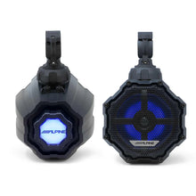 Load image into Gallery viewer, Alpine SPV-65RGB-CAN+KTA-30FW+UTE-73BT 6.5” Cage-Mounted Universal Weather-Resistant Coaxial RGB LED Speaker Pods with Amp &amp; Source