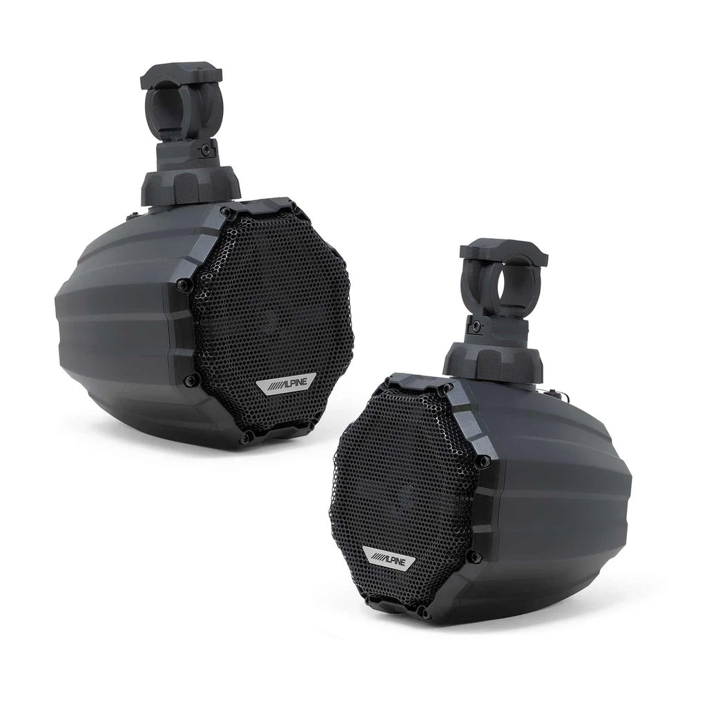 Alpine SPV-65RGB-CAN+KTA-30FW+UTE-73BT 6.5” Cage-Mounted Universal Weather-Resistant Coaxial RGB LED Speaker Pods with Amp & Source