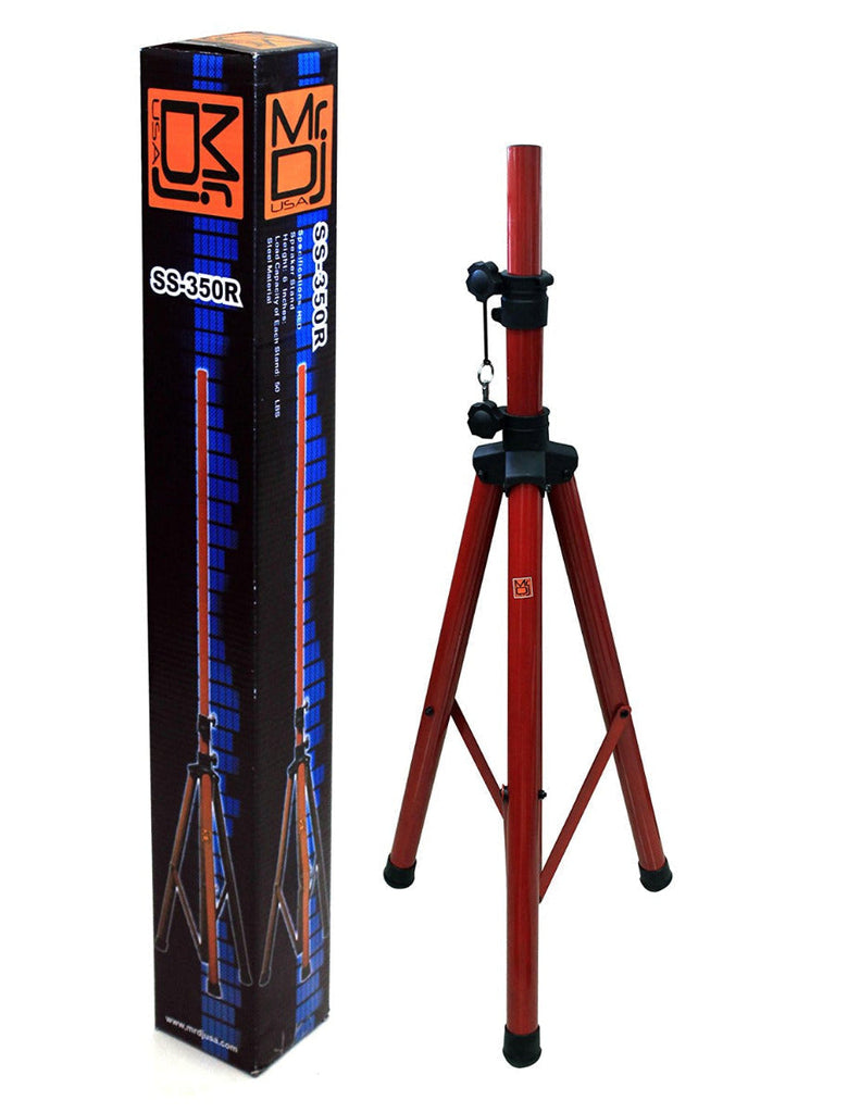 MR DJ SS350R Universal Red Folding Tripod PRO PA DJ Home On Stage Speaker Stand