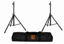 Load image into Gallery viewer, MR DJ SS750PKG 2 Universal Folding Tripod PRO PA DJ On Stage Speaker Stand &amp; Carrying Bag &amp; 1/4" 25' Cable